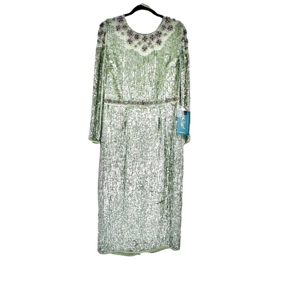 Mac Duggal Long Sleeve Sequin Dress Back Slit Women's Size 10 NWT - Picture 7 of 12